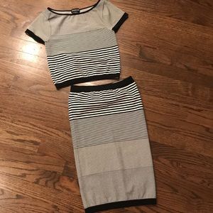 BEBE shirt skirt combo.